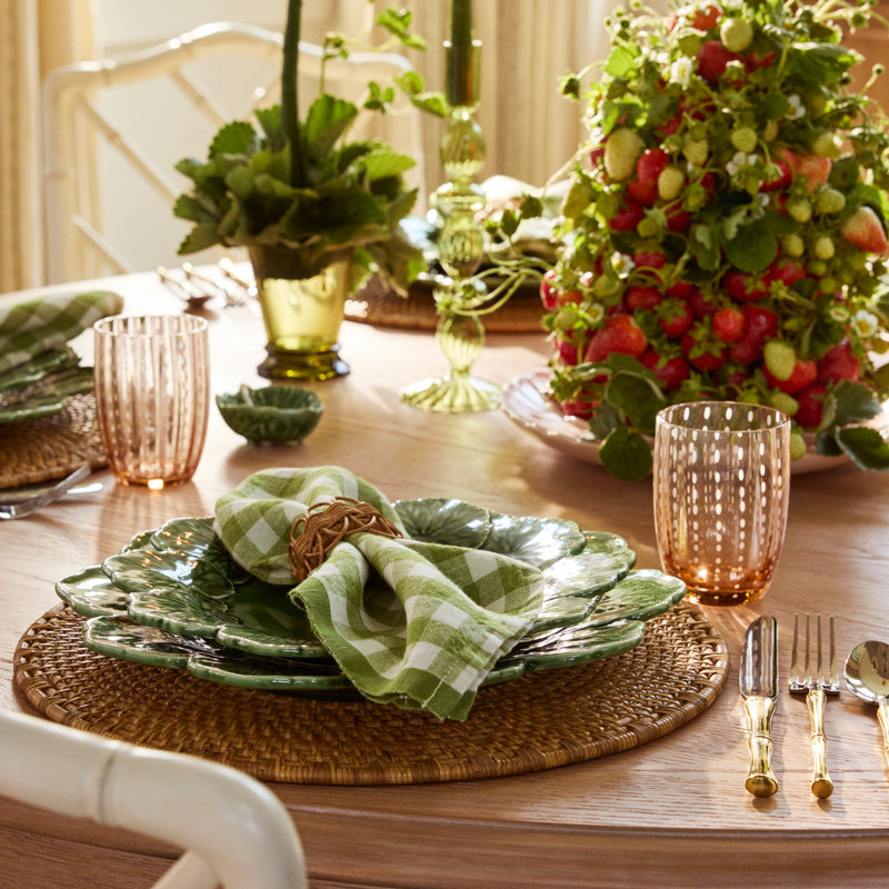 Alessandro Linen Gingham Square Napkin, Basil