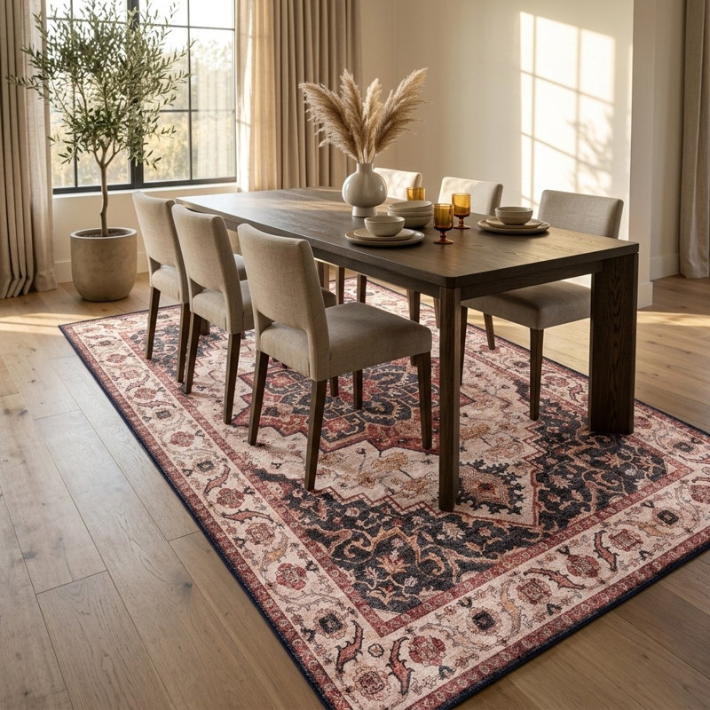 Rectangle 200 cm x 290 cm Oriental Cotton Area Rug