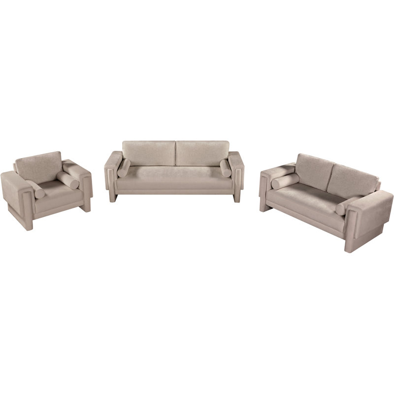 Ivanio Upholstered 65'' Loveseat, Beige Chenille Fabric