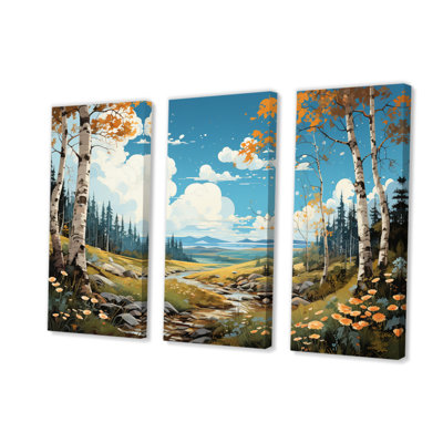«Birch Woods Whispering Winds X III», reproduction sur toile 3 pièces