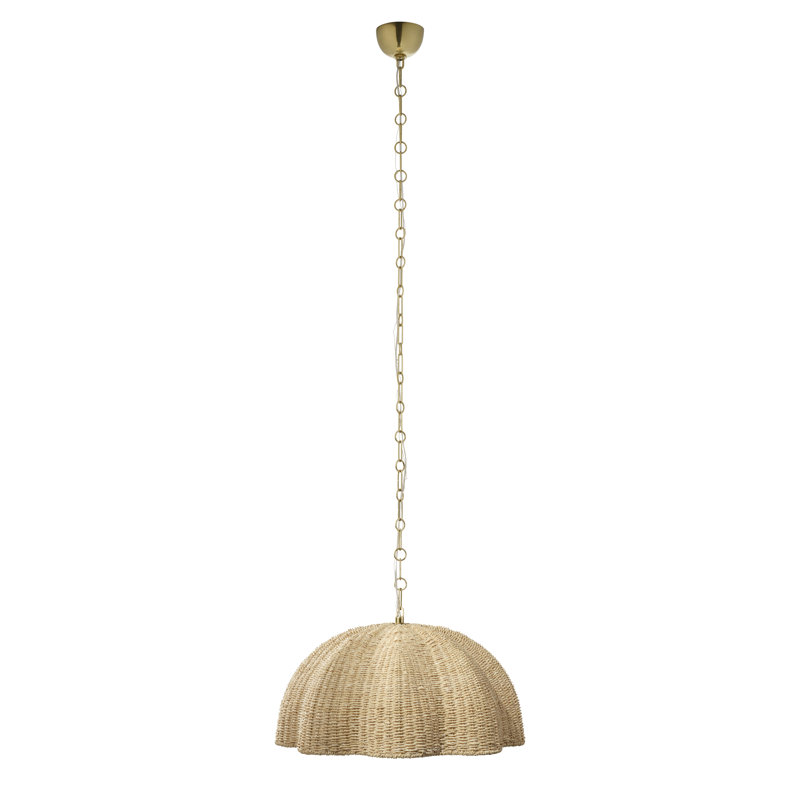 Rosemary 1-Light Natural Palm Leaf Pendant, Large, Small