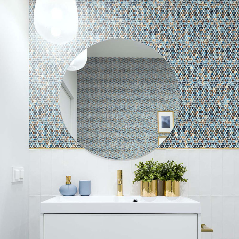 Spectrum Radiance Penny Recycled Glass Mosaic Tile, Print