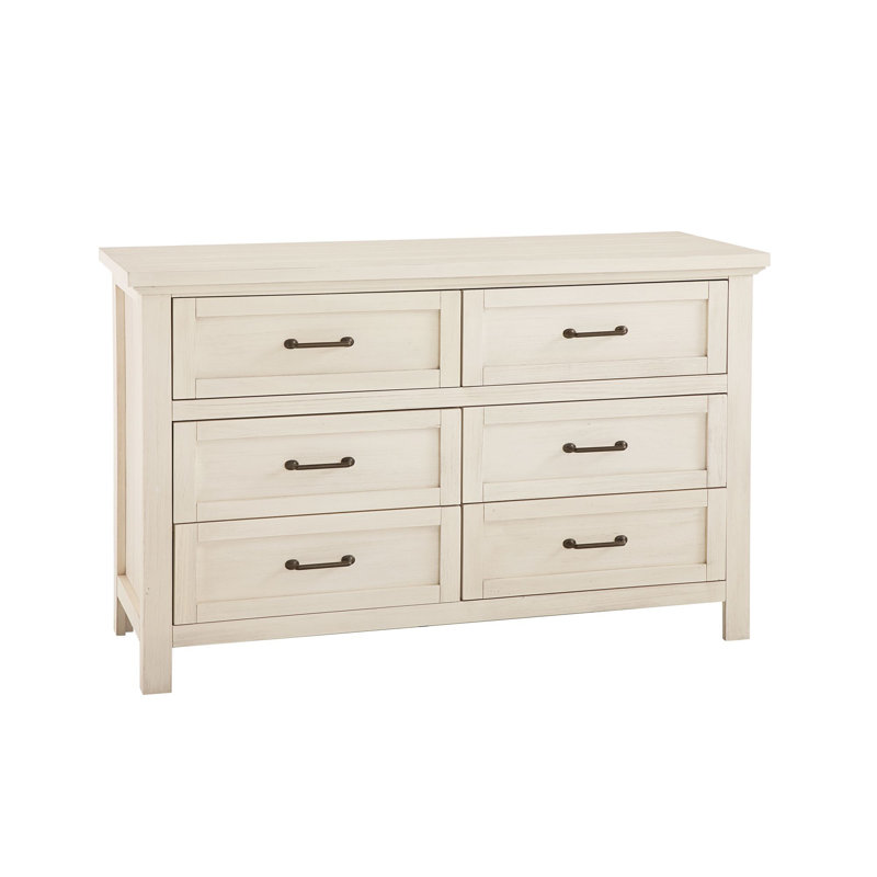 Commode 6 tiroirs Aceline, Blanc brossé