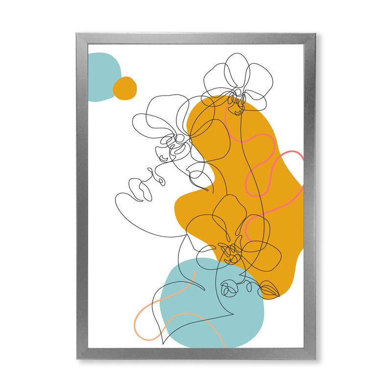 «Beautiful Woman One Line Dessin», impression sur toile, H 32 po x l 16 po x P 1 po, Cadre photo argenté