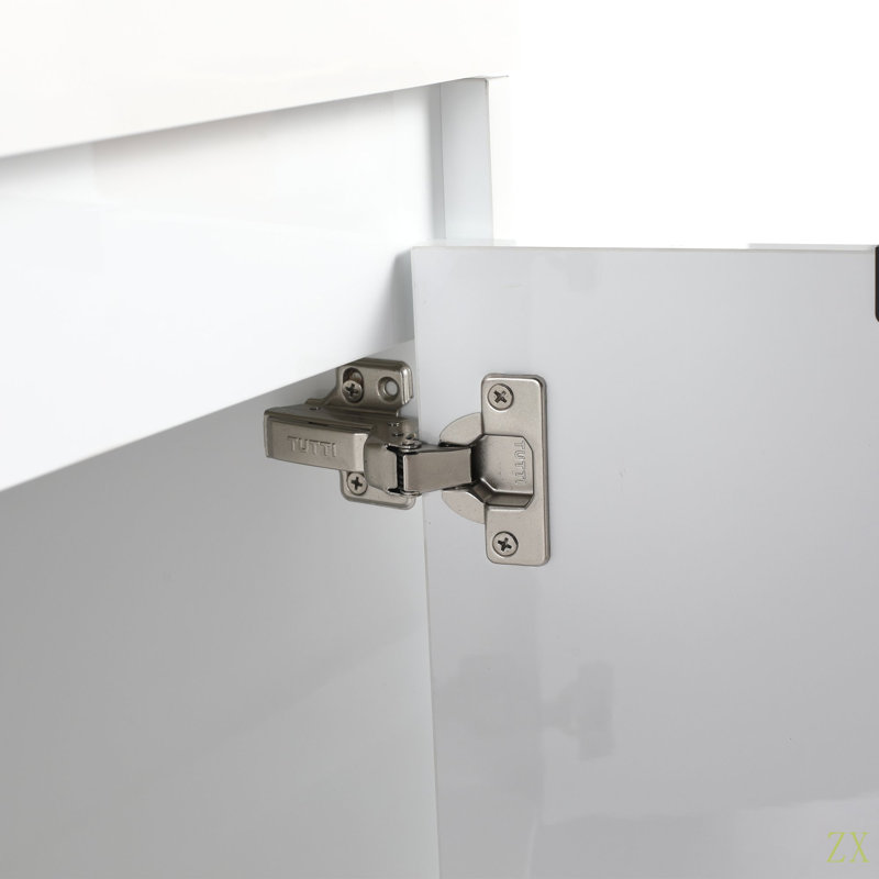 Meuble-lavabo de 60 po avec lavabo en résine, portes à fermeture douce et armoire à 1 côté, montage flottant, contreplaqué (emballage KD) - 24 po x 2 + 12 po