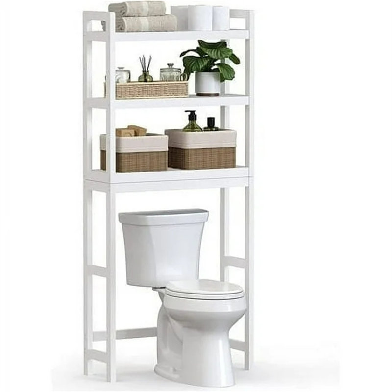 Rangement au-dessus de la toilette en bambou Mielle, Blanc