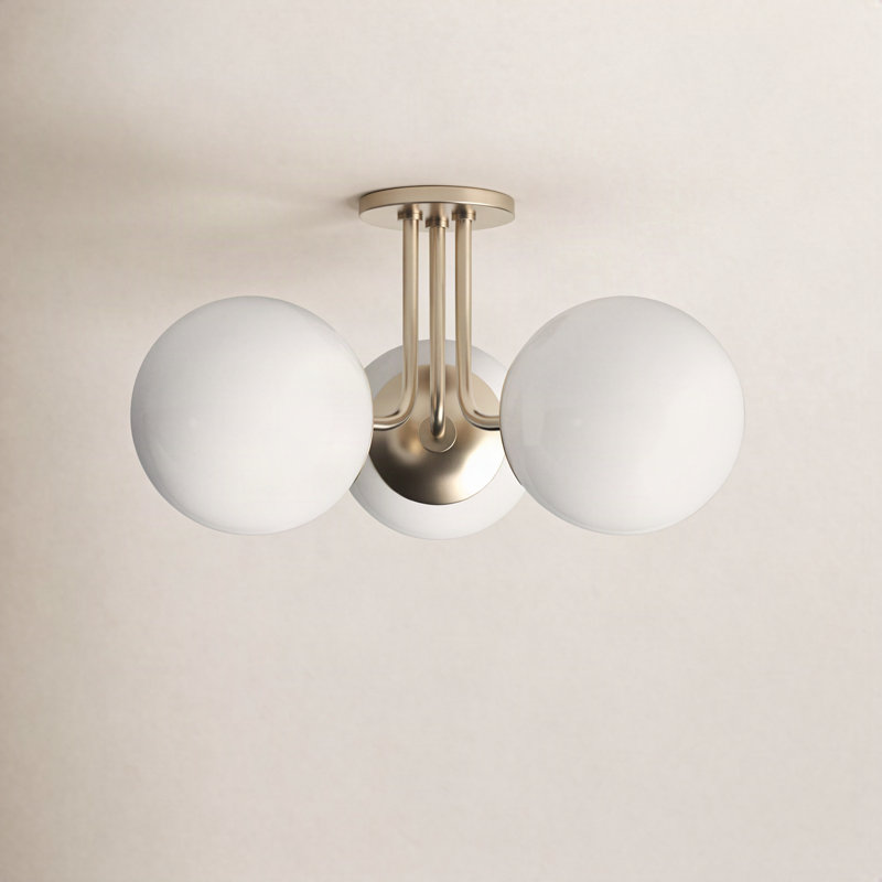 Luna Glass Semi Flush Mount, Aged Brass