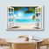 Window Scenery Tropical Green Palm Tree Coastal Beach Blue Ocean Photography Canvas Print Wall Art