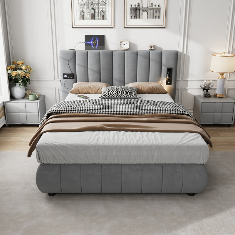 Upholstered Velvet Bed Frame, Double (4'6)