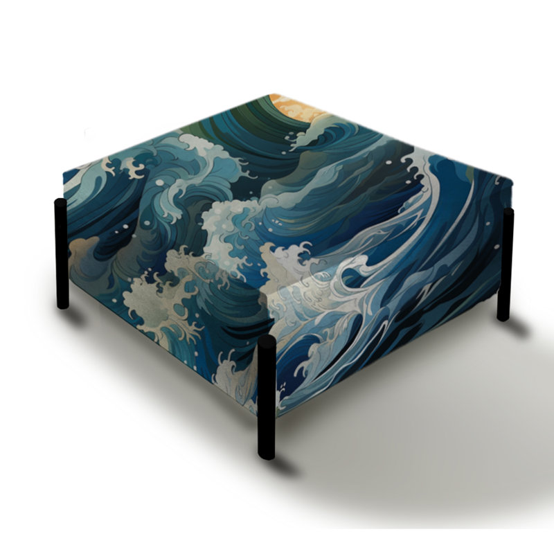 Vagues de raz-de-marée au Japon - Grand repose-pieds carré côtier