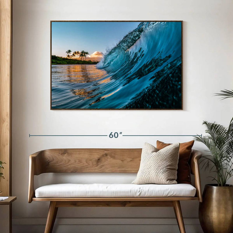 Vague du matin, 46 po x 31 po, Cadre flottant noyer