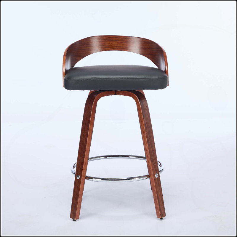 Stylish and Comfortable Bar Stools Set of 2 with Swivel Function and Soft Cushion Seat, Black