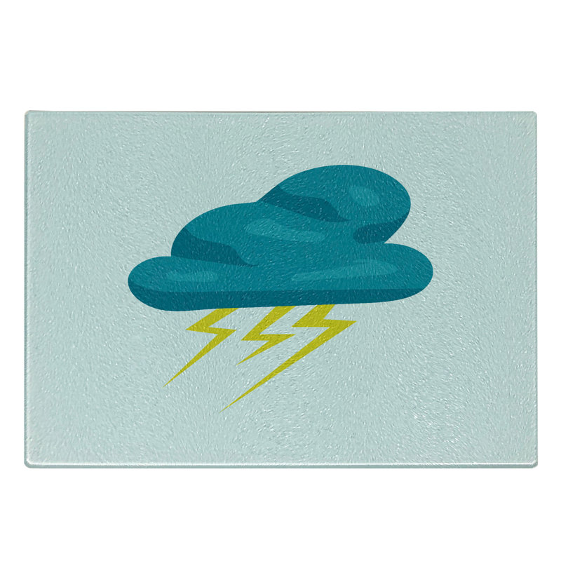 Planche à découper en verre trempé bleu sarcelle et jaune Ambesonne