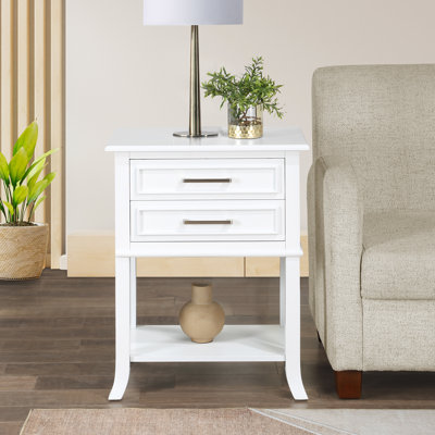Johnessa 2 Drawer End Table with Shelf with Solid Wood Legs