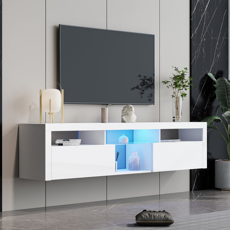 Crédence de rangement l 78,74 po Dhana, Blanc, Panneau de fibres à densité moyenne