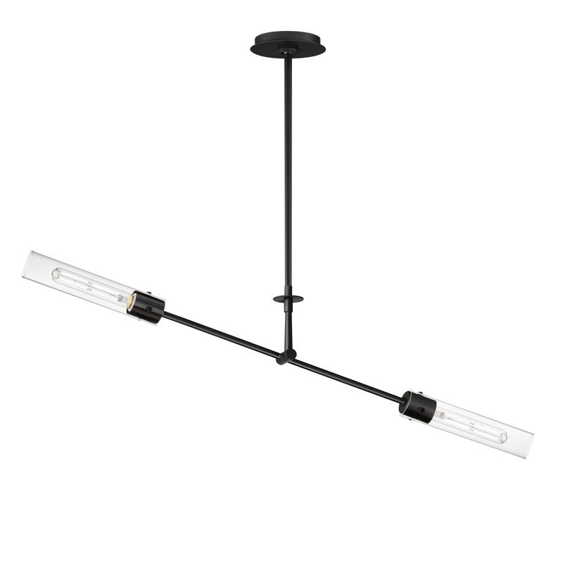Luminaire suspendu géométrique unique à 2 lumières Equilibrium, Noir