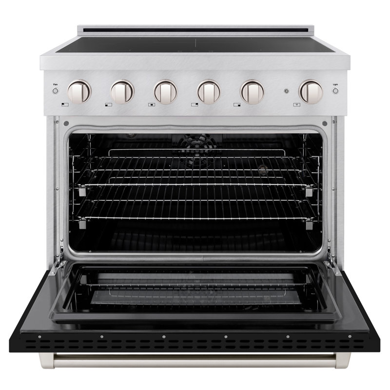 ZLINE Autograph 36 in. Paramount Induction Range with 5 Element Cooktop & Champagne Bronze Accents, Black Matte