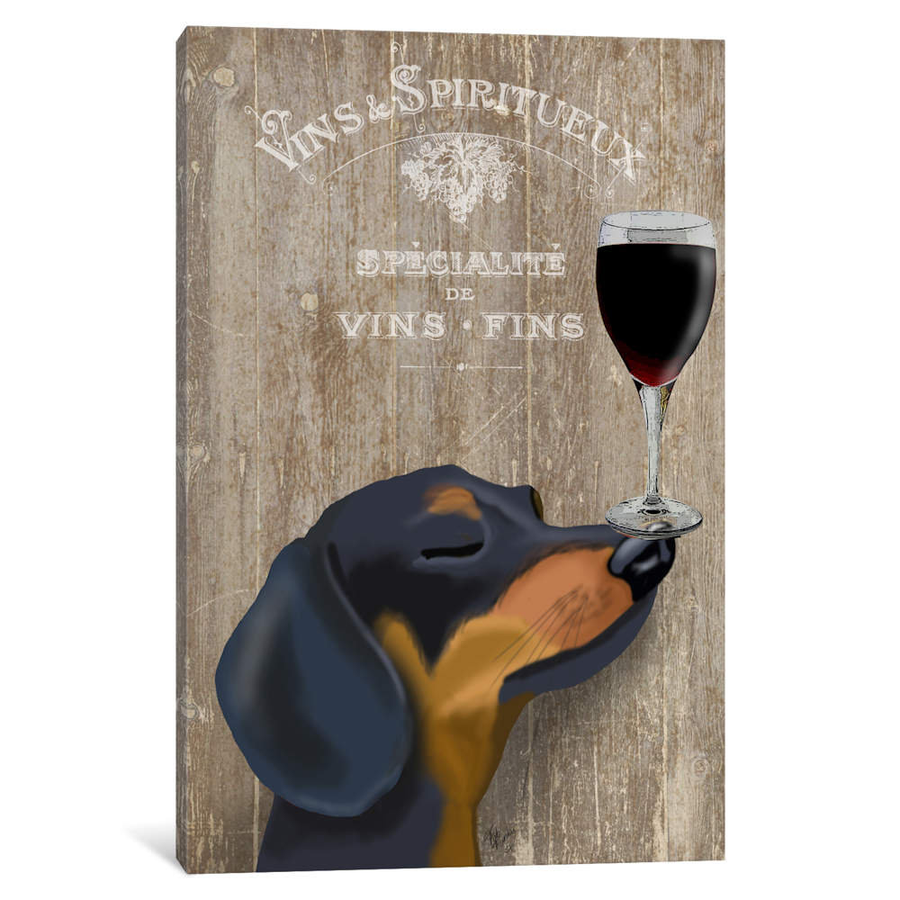 Dog Au Vine Dachshund by Fab Funky - Graphic Art Print on Canvas