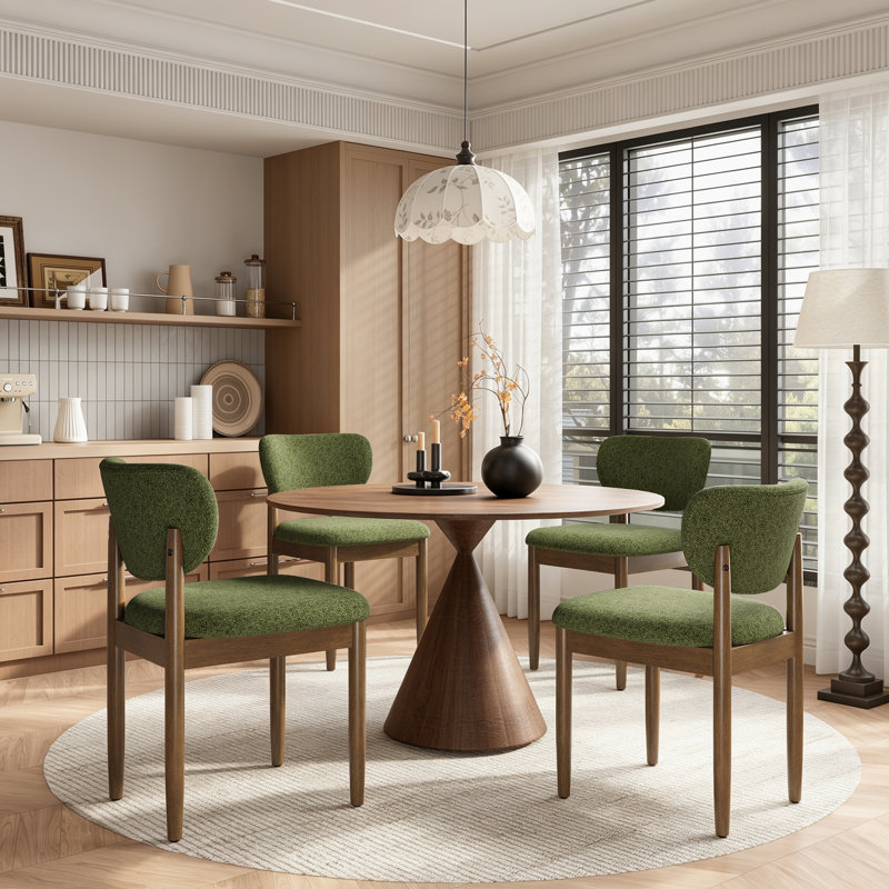 Chaise d'appoint rembourrée en bois massif, Vert