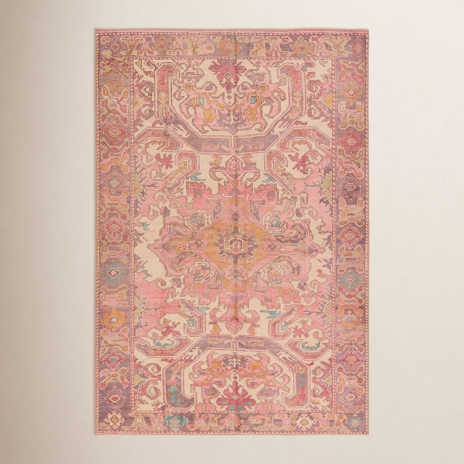 Framboise Pink Purple Washable Oriental Rug, Rectangle 8' x 10'