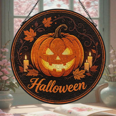 Panneau de vitrail Jack O Lantern
