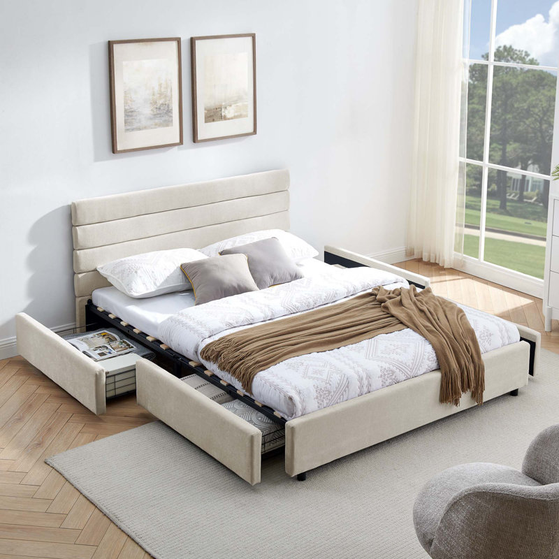 Structure de lit Ishaan, Beige