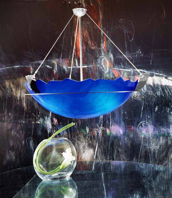Azul 3 - Light Single Pendant, Pewter, Lapis Blue