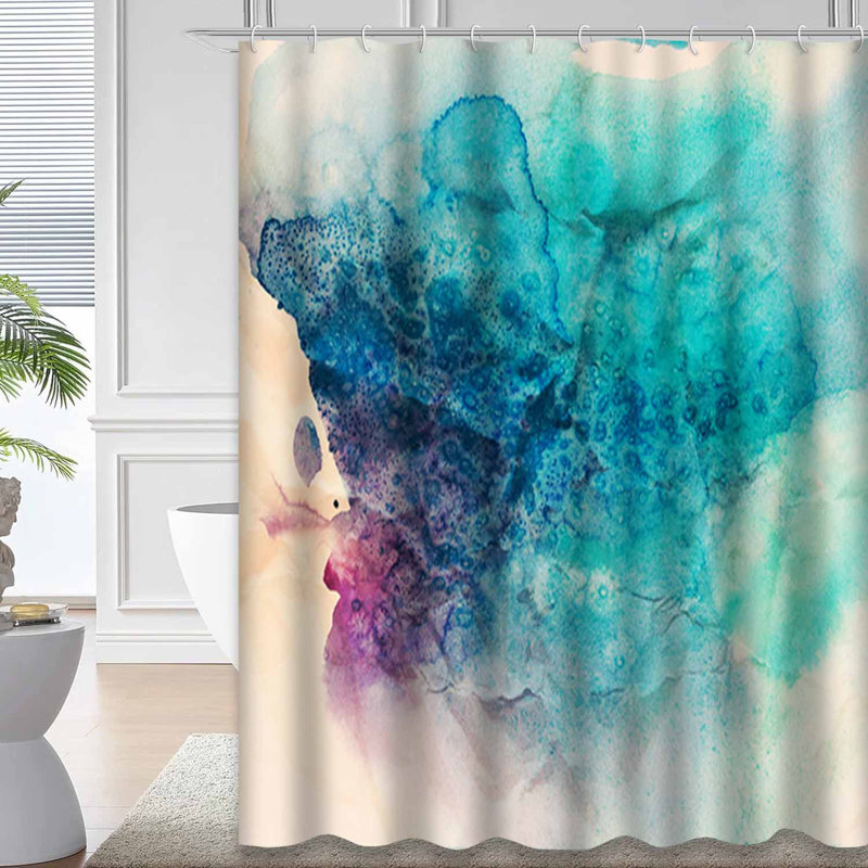 Rideau de douche bleu imperméable, rideaux de douche pour la salle de bain avec 12 crochets, 72" L x 78" W