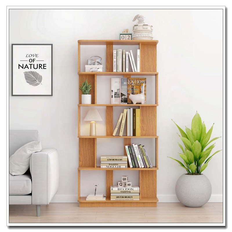 Bibliothèque de rangement ouverte à 5 niveaux L 31,5 "x H 64,56", Chêne foncé
