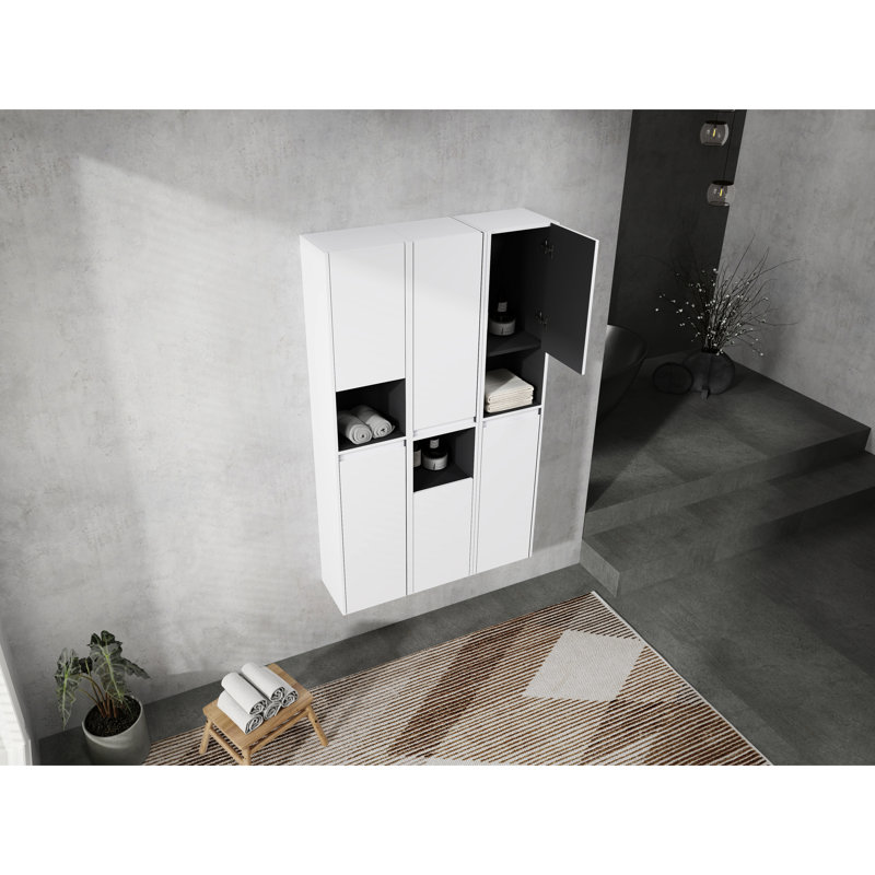 Armoire latérale de salle de bain 12 po, portes à fermeture douce, conception à fixation flottante