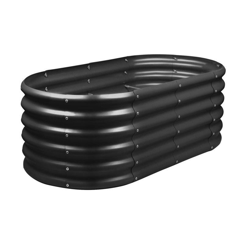 Metal Raised Garden Bed, Black, 1, 45cm H x 120cm W x 23.6cm D