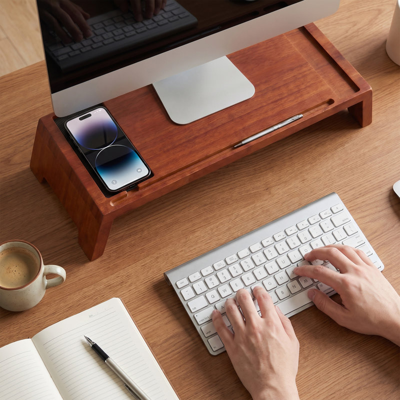 Support surélevé en bambou pour écran d'ordinateur/ordinateur portable, tablette de bureau en bois