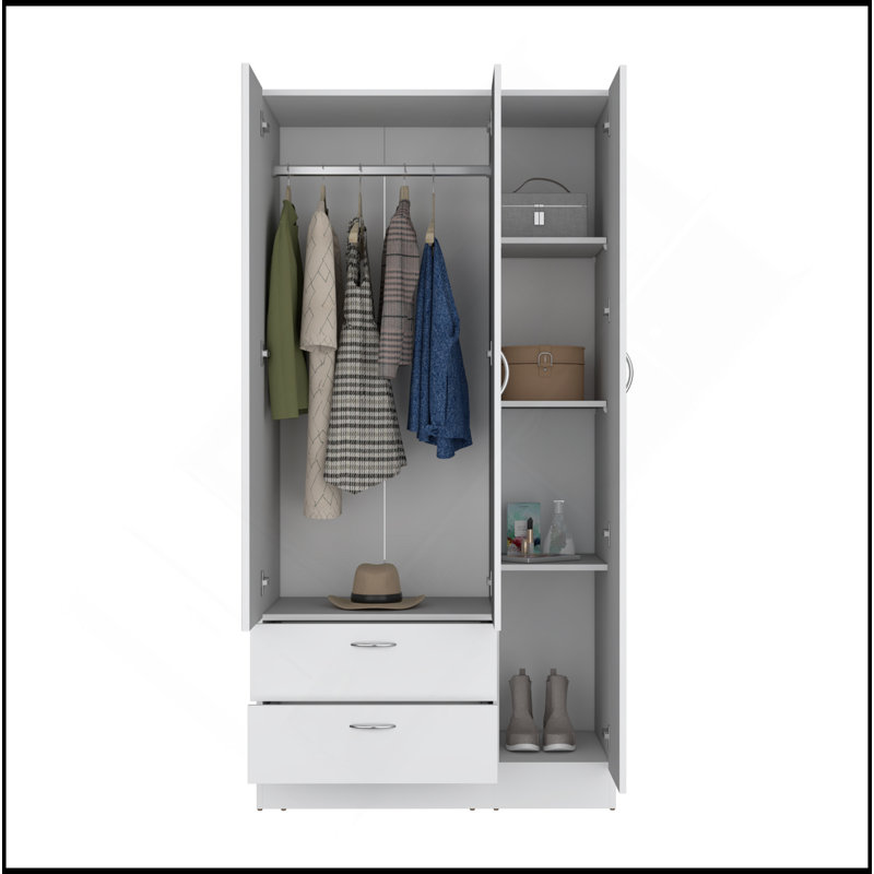 Armoire Haddam, chambre à coucher, blanc, Blanc