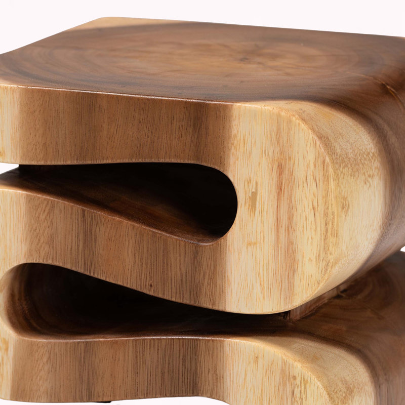 Clive Wavy Sculptural Suar Wood Side Table