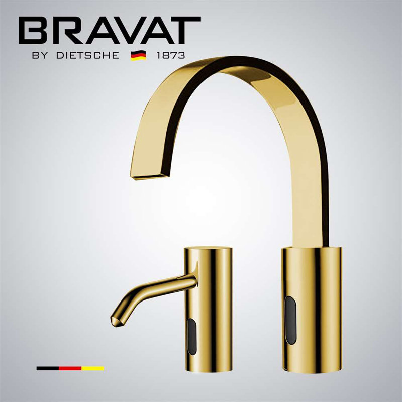 Fontana Commercial Brushed Gold Touchless Automatic Sensor Faucet & Soap Dispenser Combo