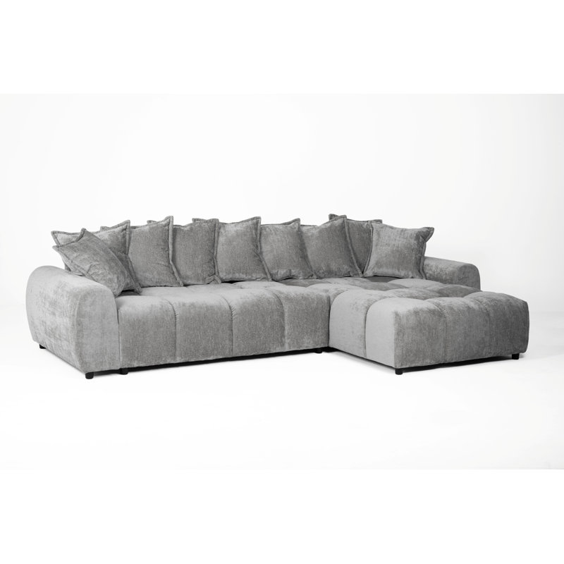 Fabric Corner Sectional, Right Hand Facing, Grey