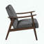 Mid-Century Modern Accent Chair with Dark Walnut Finish (Dark Grey)