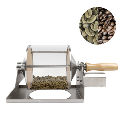 Torréfacteur à café à gaz d'une capacité de 400 g, avec tambour en verre quartz, moteur rotatif de 12 V CC et thermomètre intégré. Torréfacteur de table pour la torréfaction domestique des grains de café.