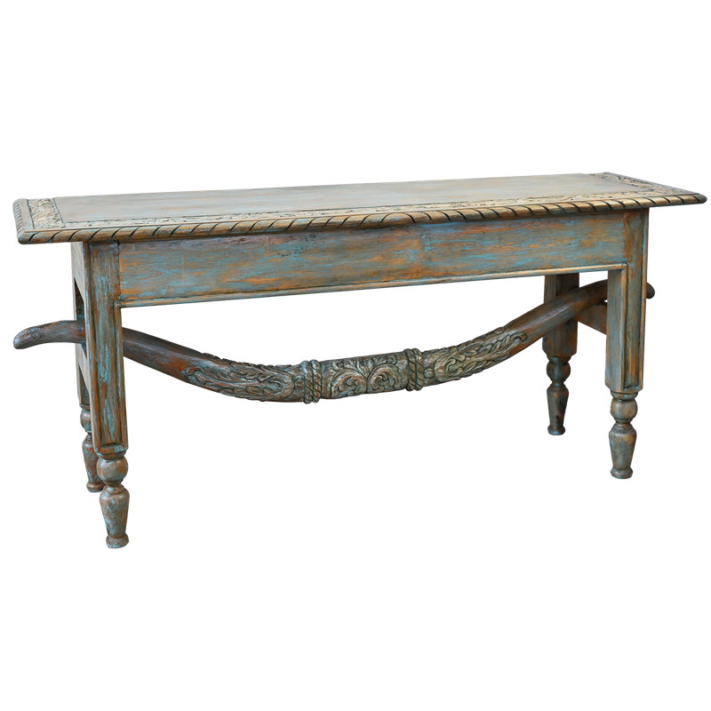 Crédence Grande Équestre Longhorn en turquoise, Bleu sarcelle / bois moyen / ivoire