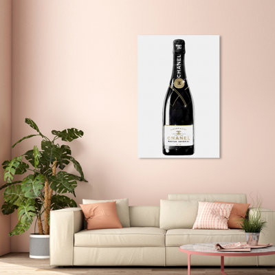 One Of A Kind Champagne"", Glam French Bubbles Modern Gold Canvas Wall Art Print For Dining Room -  Oliver Gal, 24258_36x54_CANV_XHD