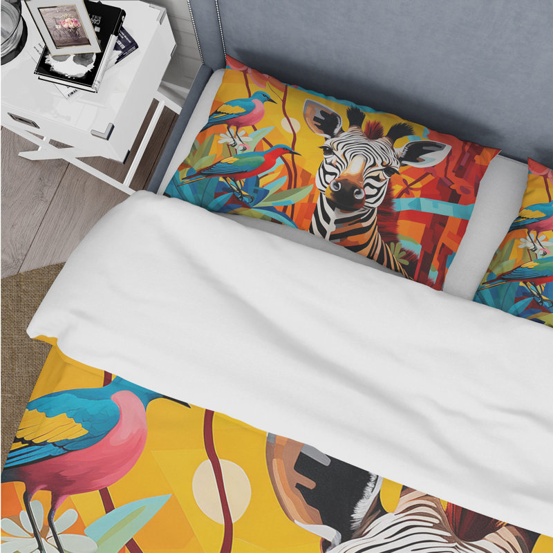 Pop Art Wildlife Zebra - Ensemble de housse de couette Pop Art, Housse de couette pour grand lit et 2 taies décor