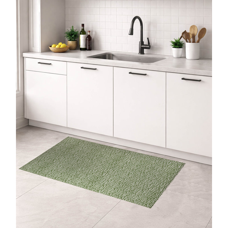 Tapis de cuisine Twilight Labyrinth, Rectangle 2' x 3', Olive Green Geometric