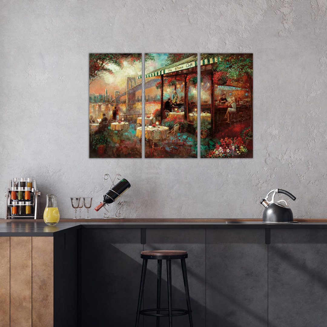 Das Flusscafé von Ruane Manning - Galerieverpackte Leinwand Giclée auf Leinwand ohne Rahmen