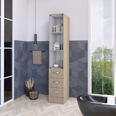 Armoire à linge Preston, trois tablettes, quatre tiroirs