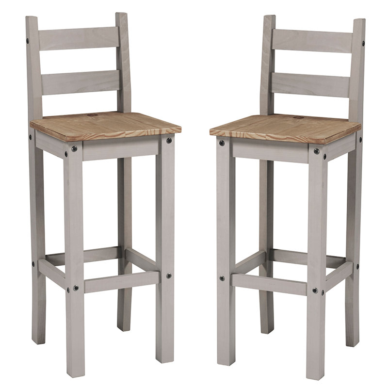 Love Solid Wood Counter Stool, Brown/Gray