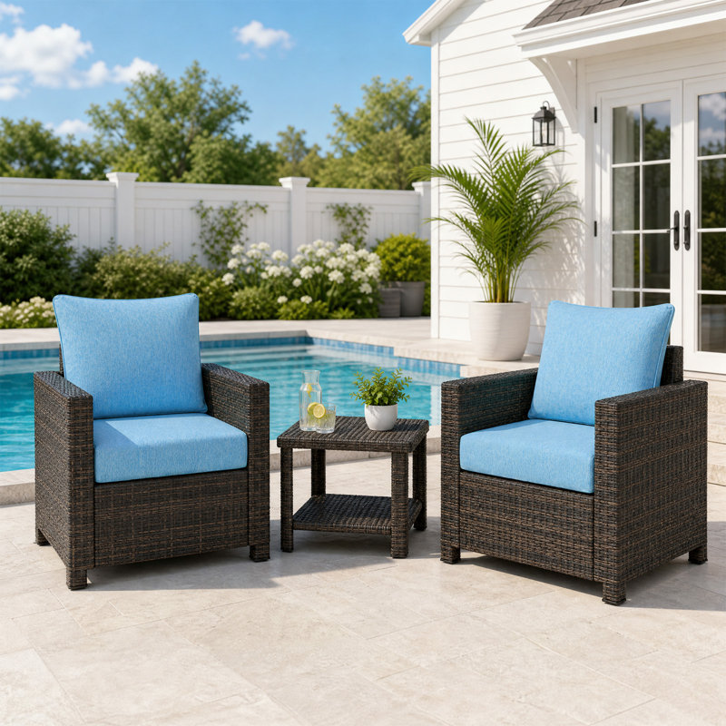 Inch Outdoor Chair Cushion Set, 25"x25", Lake Blue