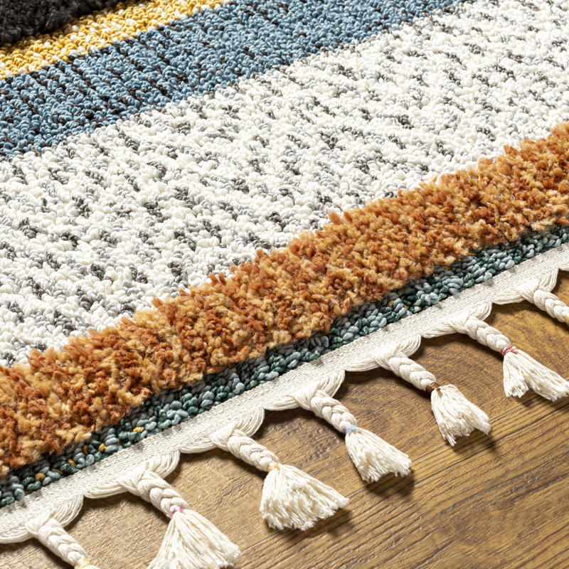 Northborough Moroccan Machine Woven Orange/Yellow/Grey Area Rug, Rectangle 9'2" x 12'