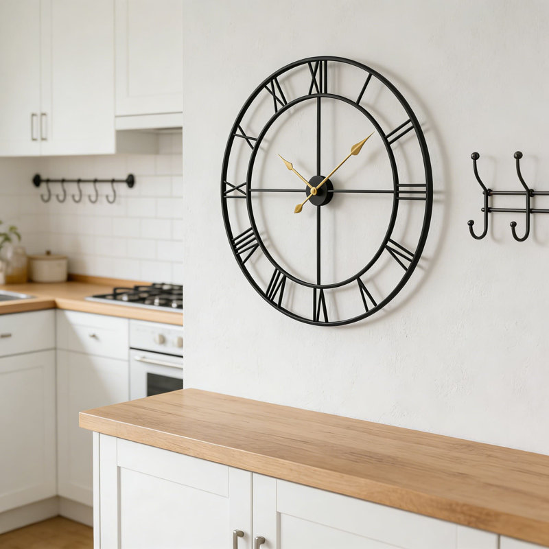 Grande horloge murale de 40 pouces avec chiffres romains, mouvement à quartz silencieux, décor de maison de campagne moderne pour le salon, le bureau ou comme cadeau
