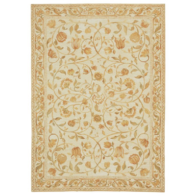 Savonile Ravenna Azm Wool Floral Area Rug in Beige