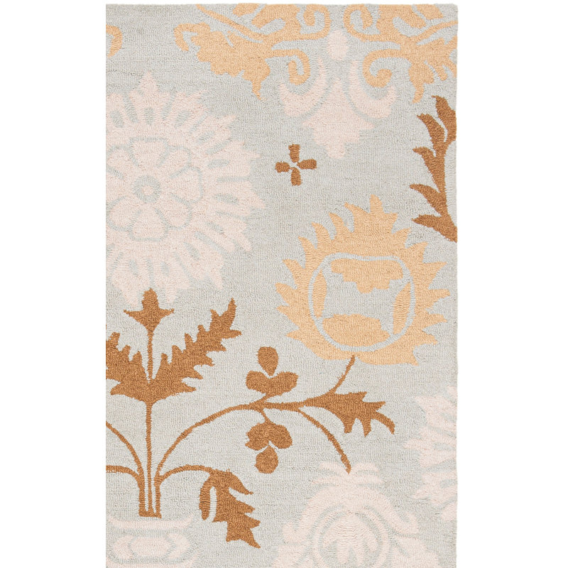 Tapis bleu en laine à boucles fait à la main Jahiem, Rectangle 8 pi x 10 pi